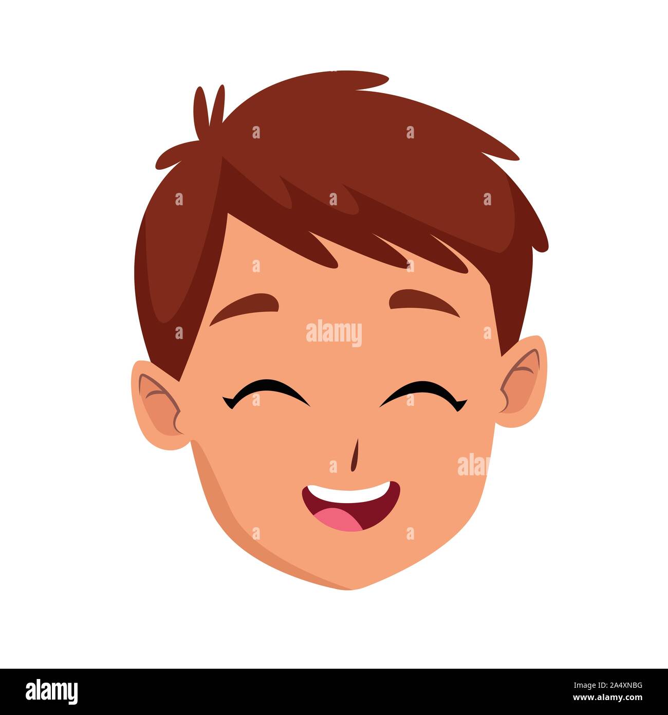 Happy Kid Face Icon Flat Design Stock Vector Image Art Alamy