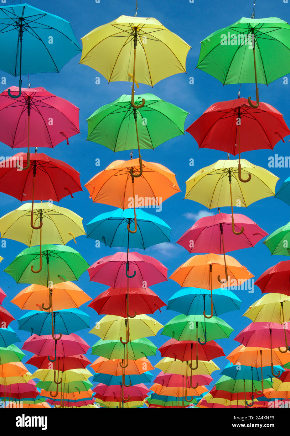 colourfulColourful umbrellas Saumur  Maine-et-Loire France Stock Photo