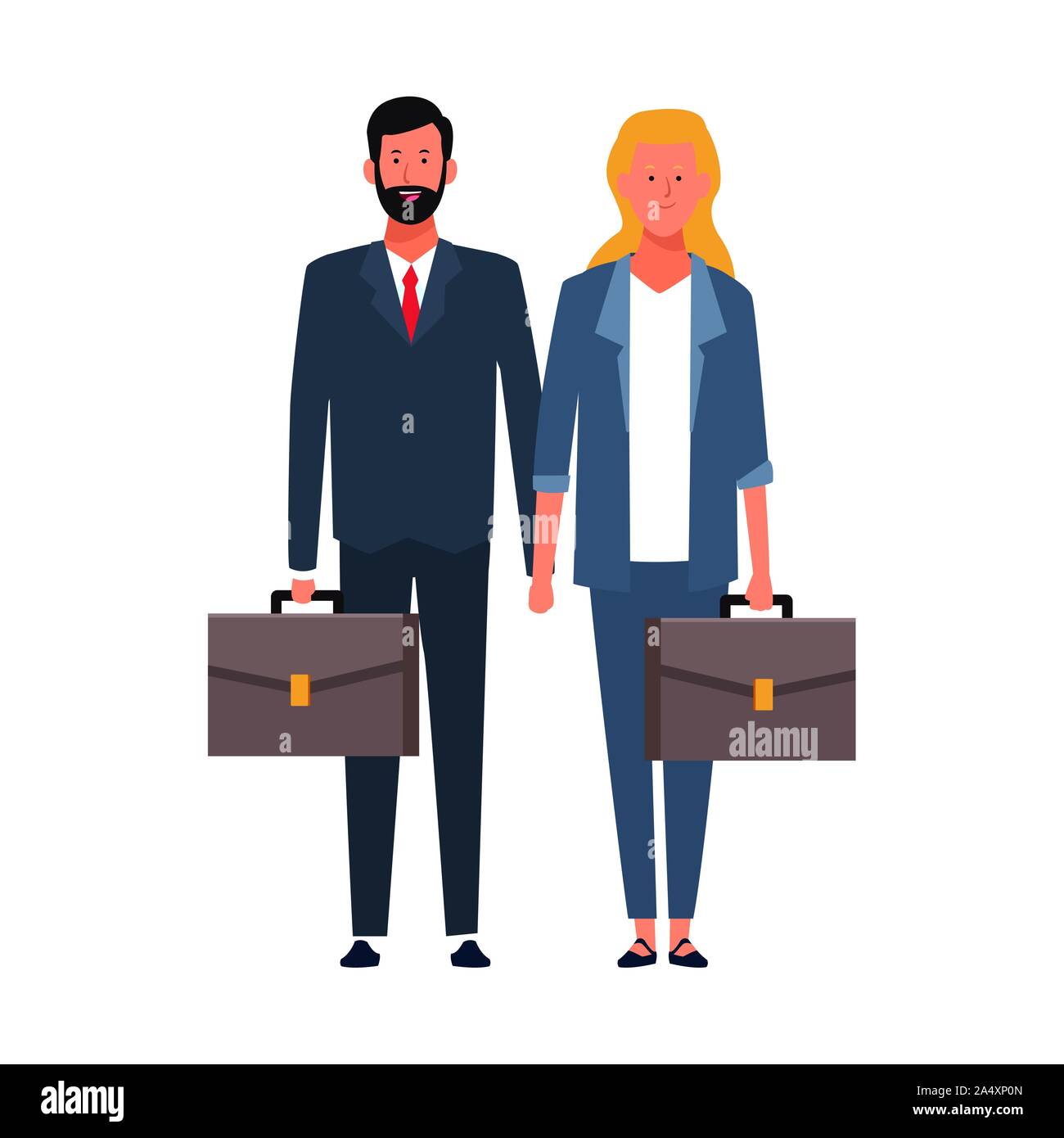 cartoon business woman and man with portfolios Stock Vector