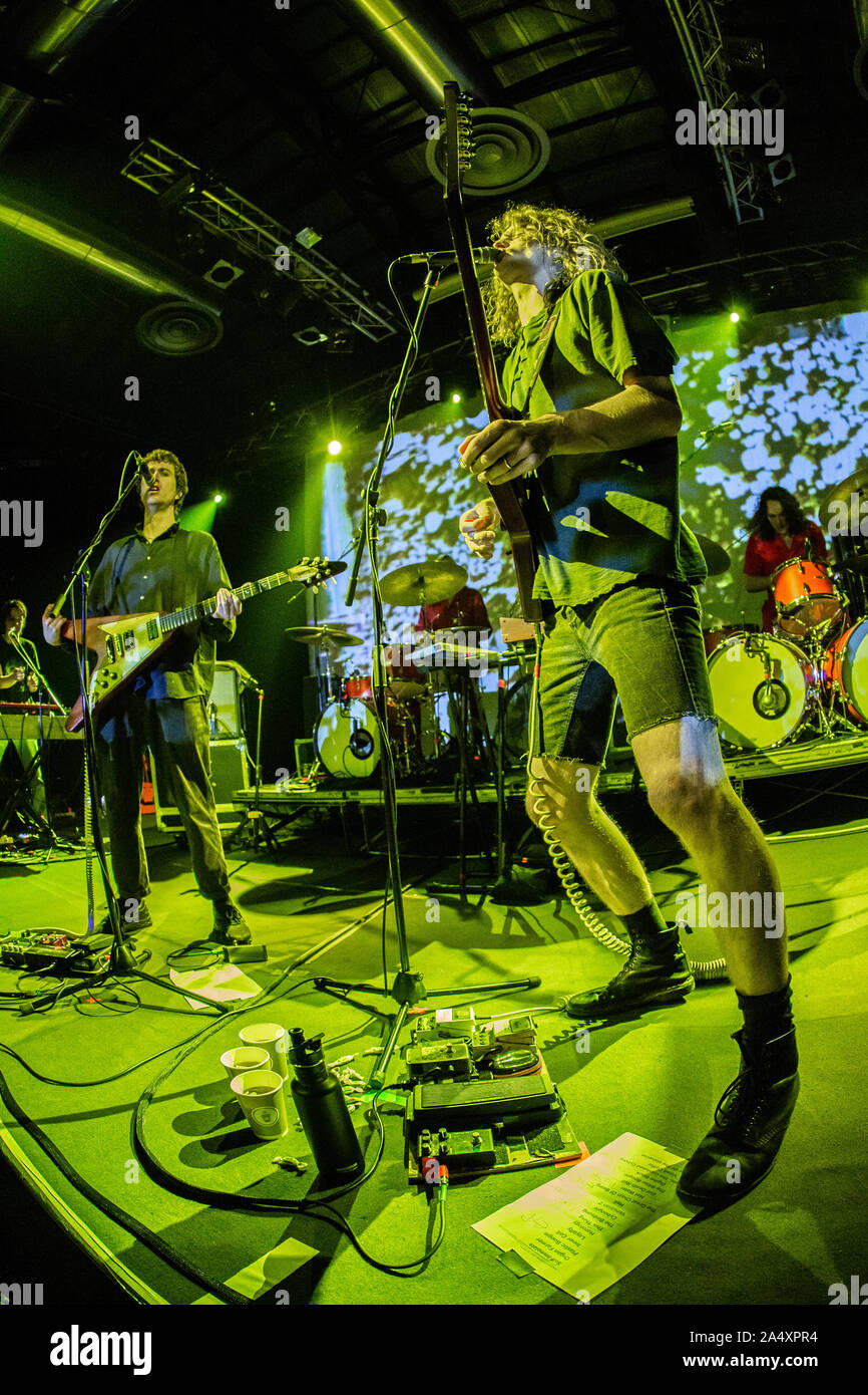 Milan Italy. 15 October 2019. The Australian band KING GIZZARD & THE LIZARD WIZARD performs live on stage at Alcatraz during the 'Infest The Rats' Nest Tour' Stock Photo