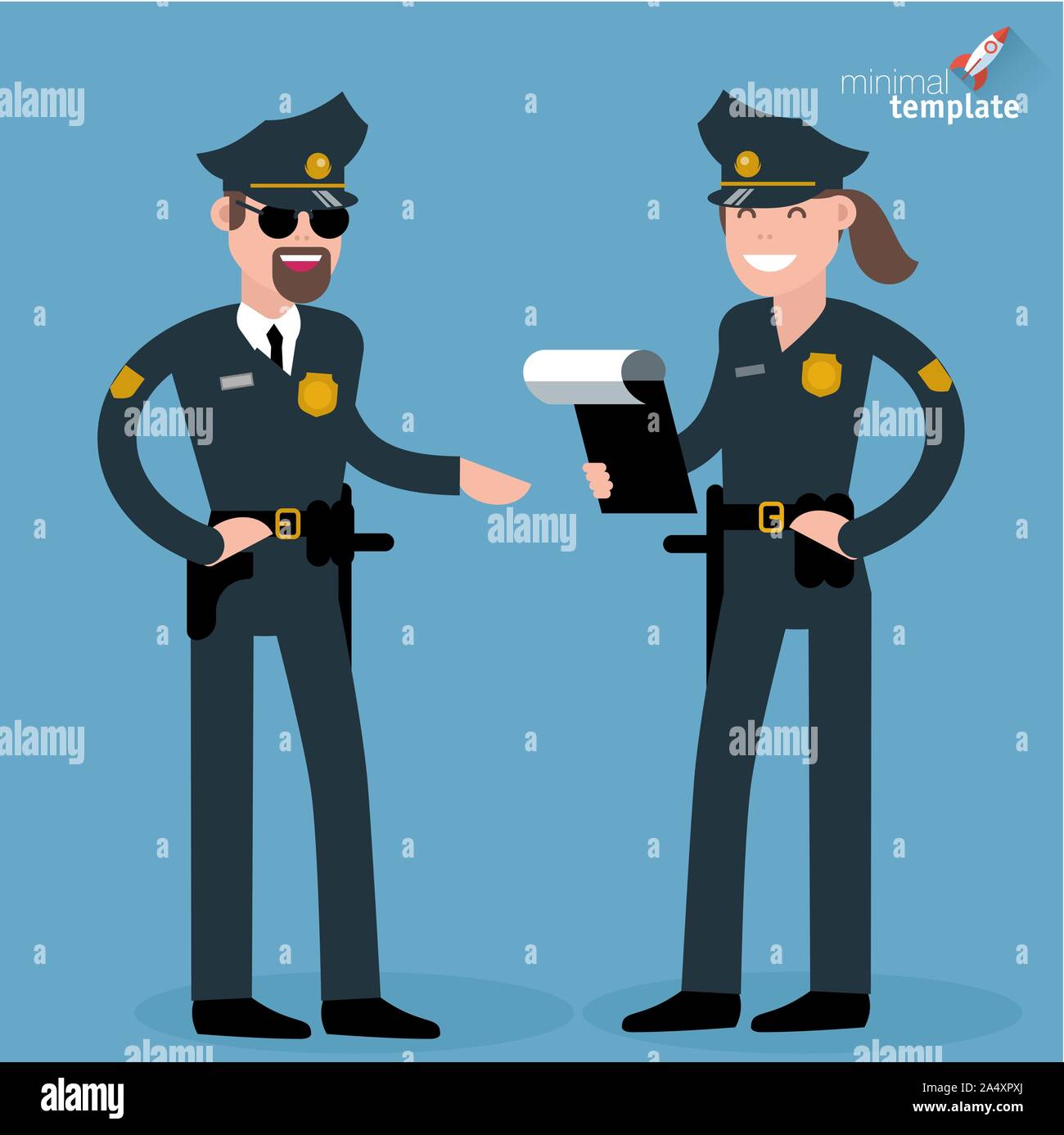 Flat design man and woman police officers Stock Vector Image & Art - Alamy