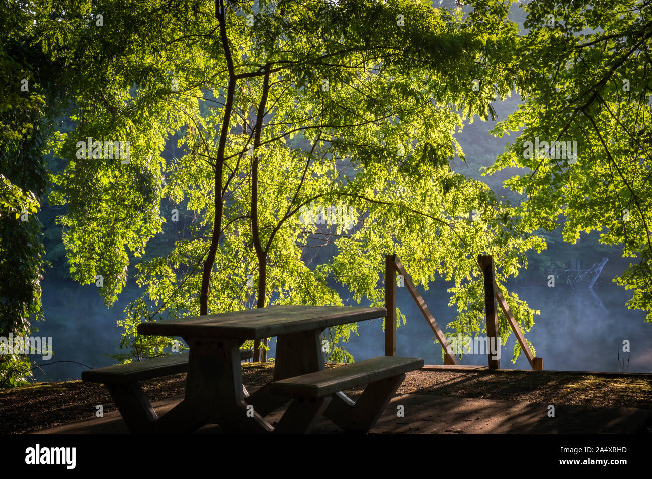 A picnic area at Grundy Lakes Park in Tracy City, Tennessee of the