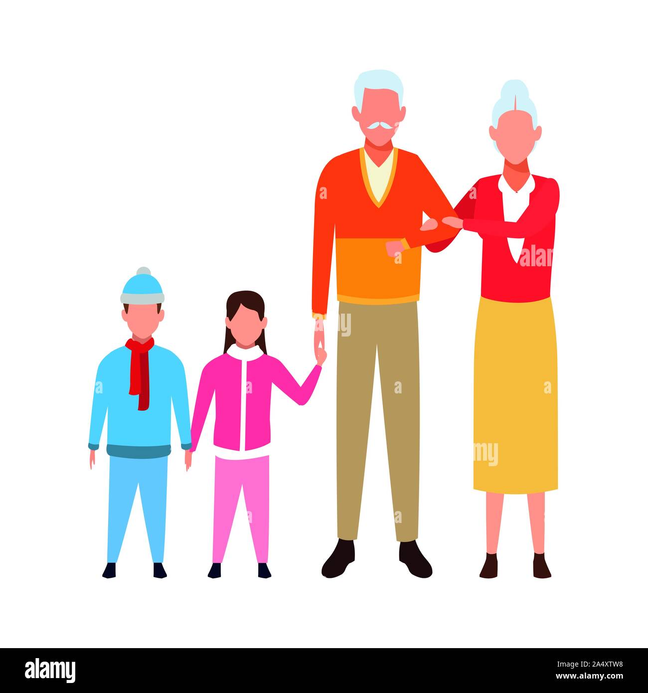 avatar grandfathers with grandchilds, flat design Stock Vector Image