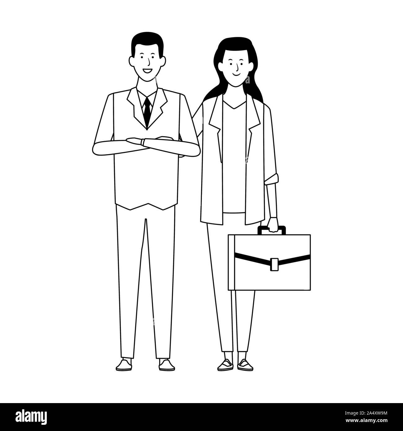 cartoon business woman and man, flat design Stock Vector Image & Art ...