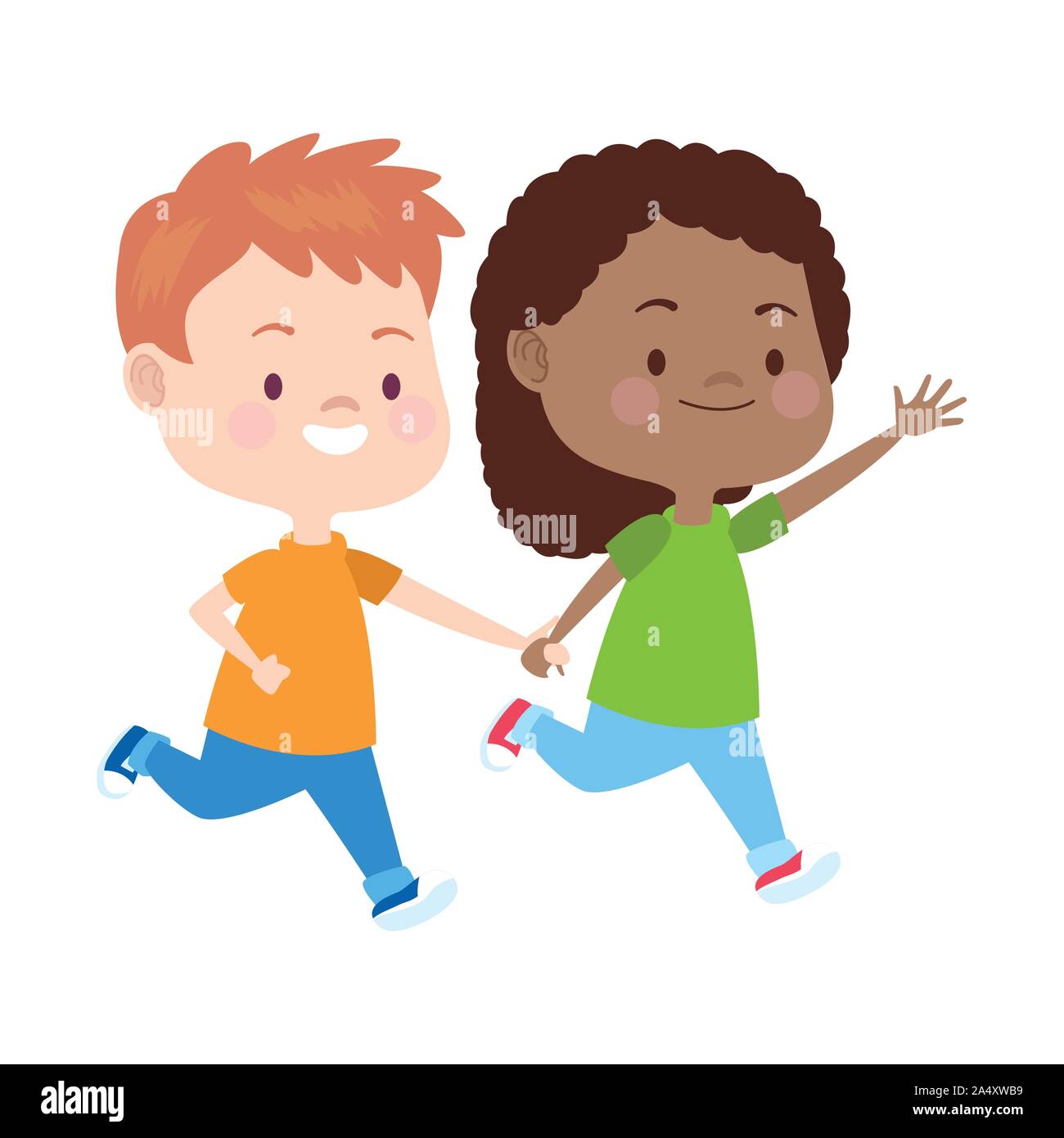 happy girl and boy running icon Stock Vector Image & Art - Alamy