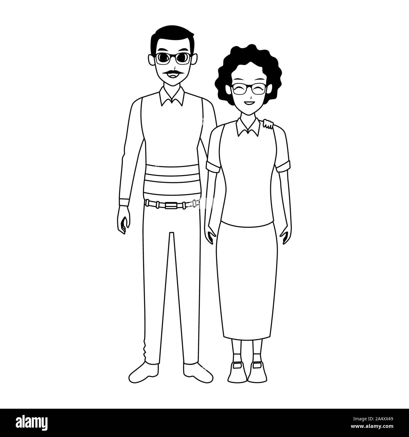 old couple standing icon image Stock Vector