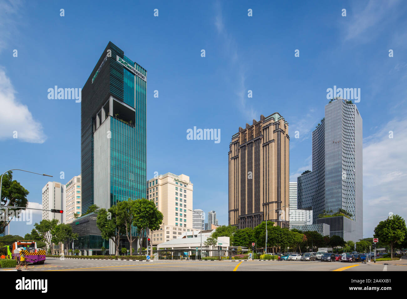 3 main buildings from left to right; Raffles Hospital, Park View Square