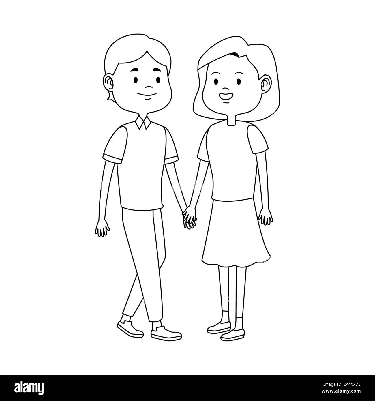 cartoon happy teen couple icon, flat design Stock Vector Image & Art ...