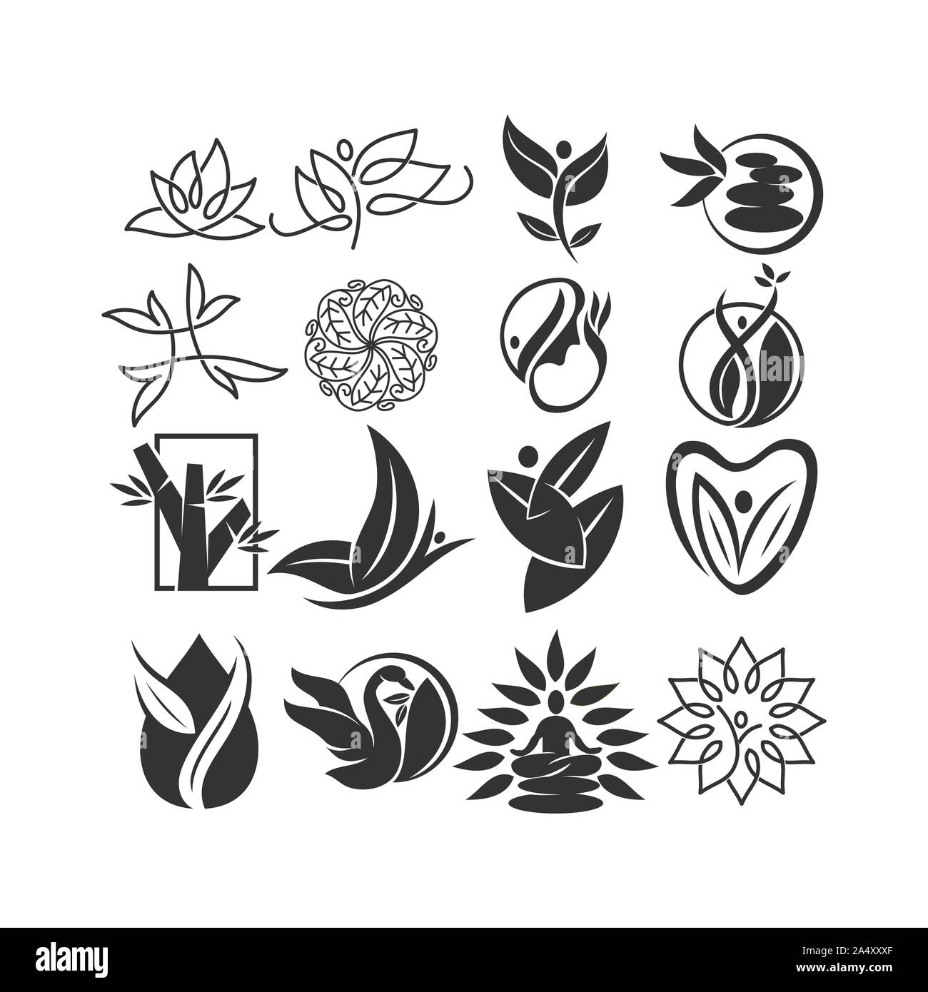 Nature spa logo Design Icon vector Template set Stock Vector