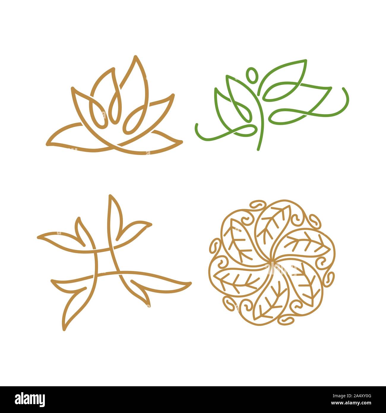 Nature spa logo Design Icon vector Template set Stock Vector