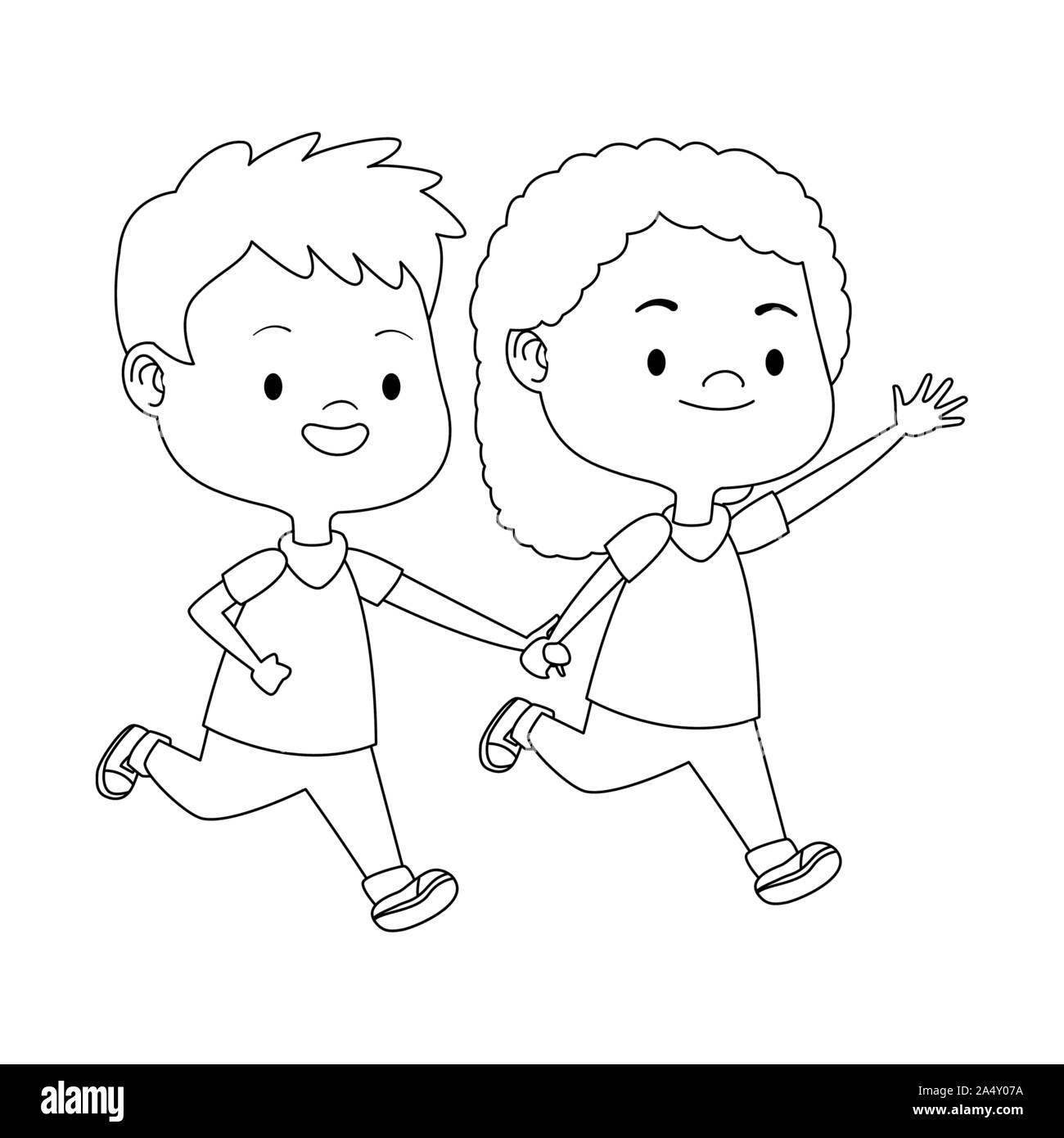 happy girl and boy running icon Stock Vector Image & Art - Alamy