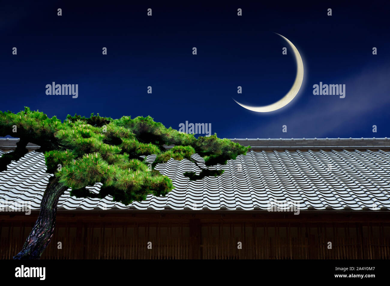 Pine tree crescent moon hi-res stock photography and images - Alamy