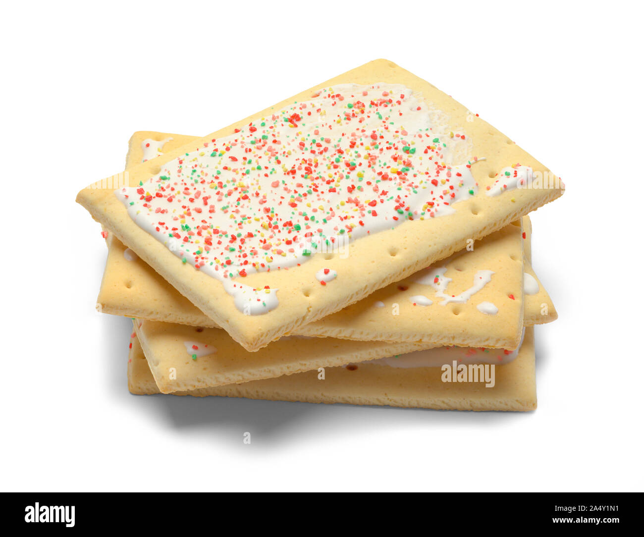 Stack of Toaster Pastries Isolated on White Background. Stock Photo