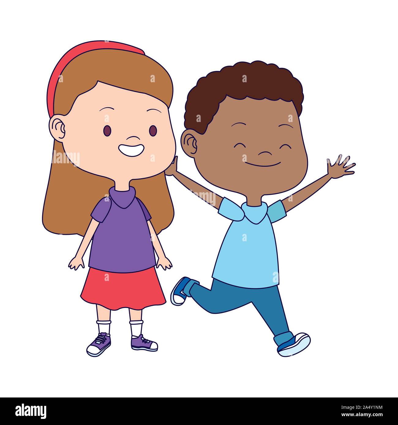 cartoon girl and boy, flat design Stock Vector Image & Art - Alamy