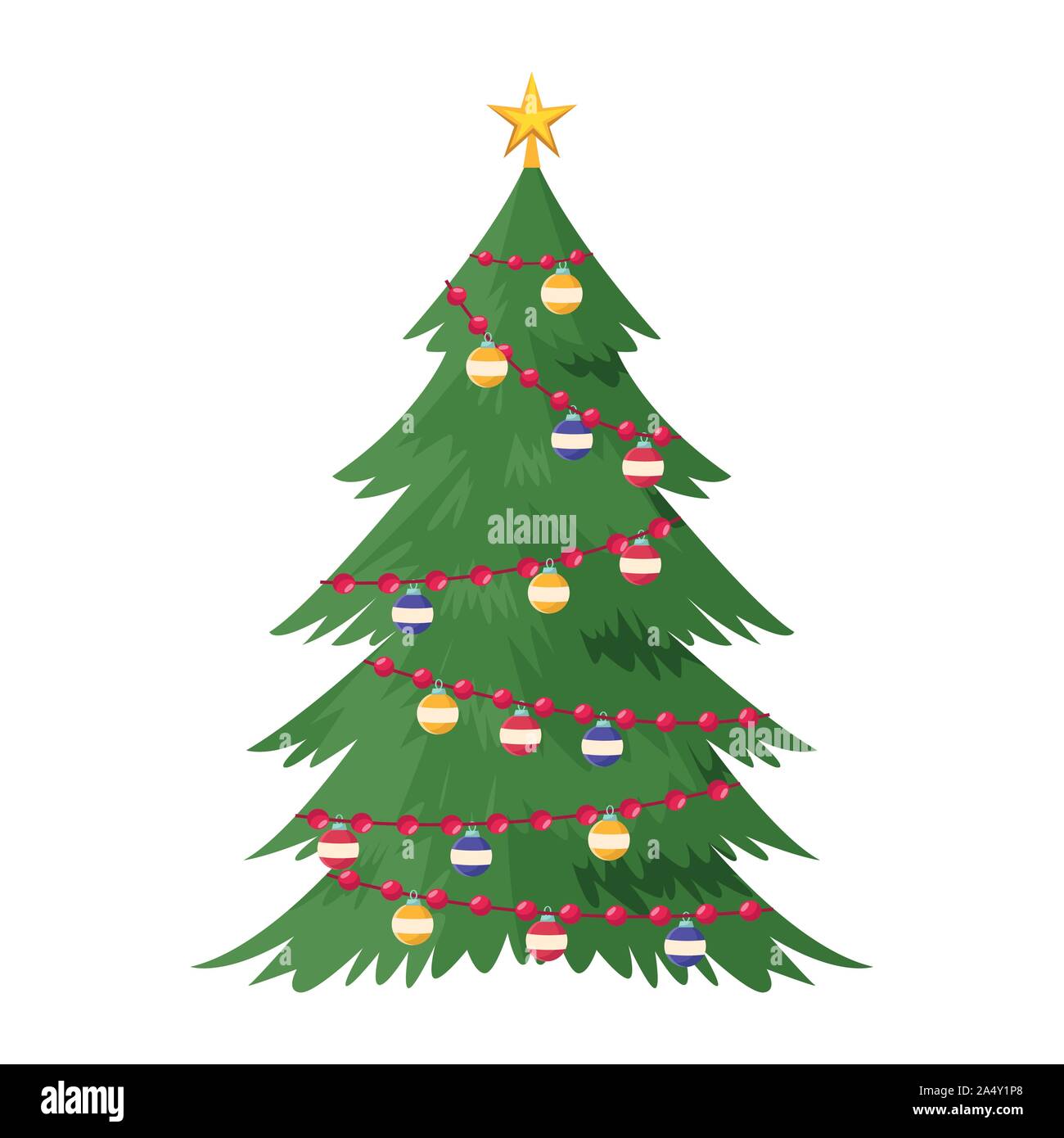 christmas tree with ornaments, flat design Stock Vector Image & Art Alamy