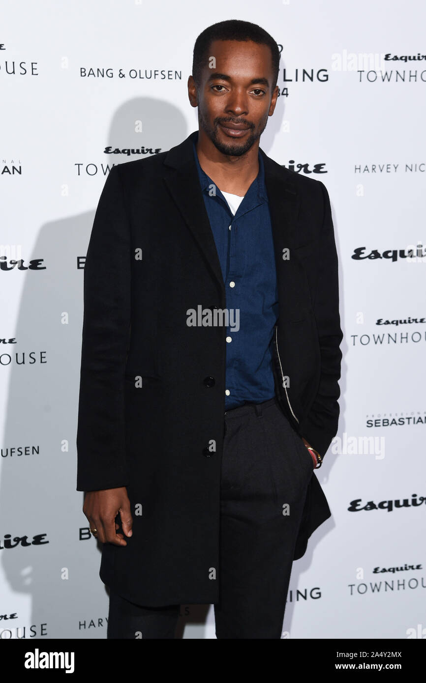 LONDON, UK. October 16, 2019: Aki Omoshaybi arriving for the Esquire