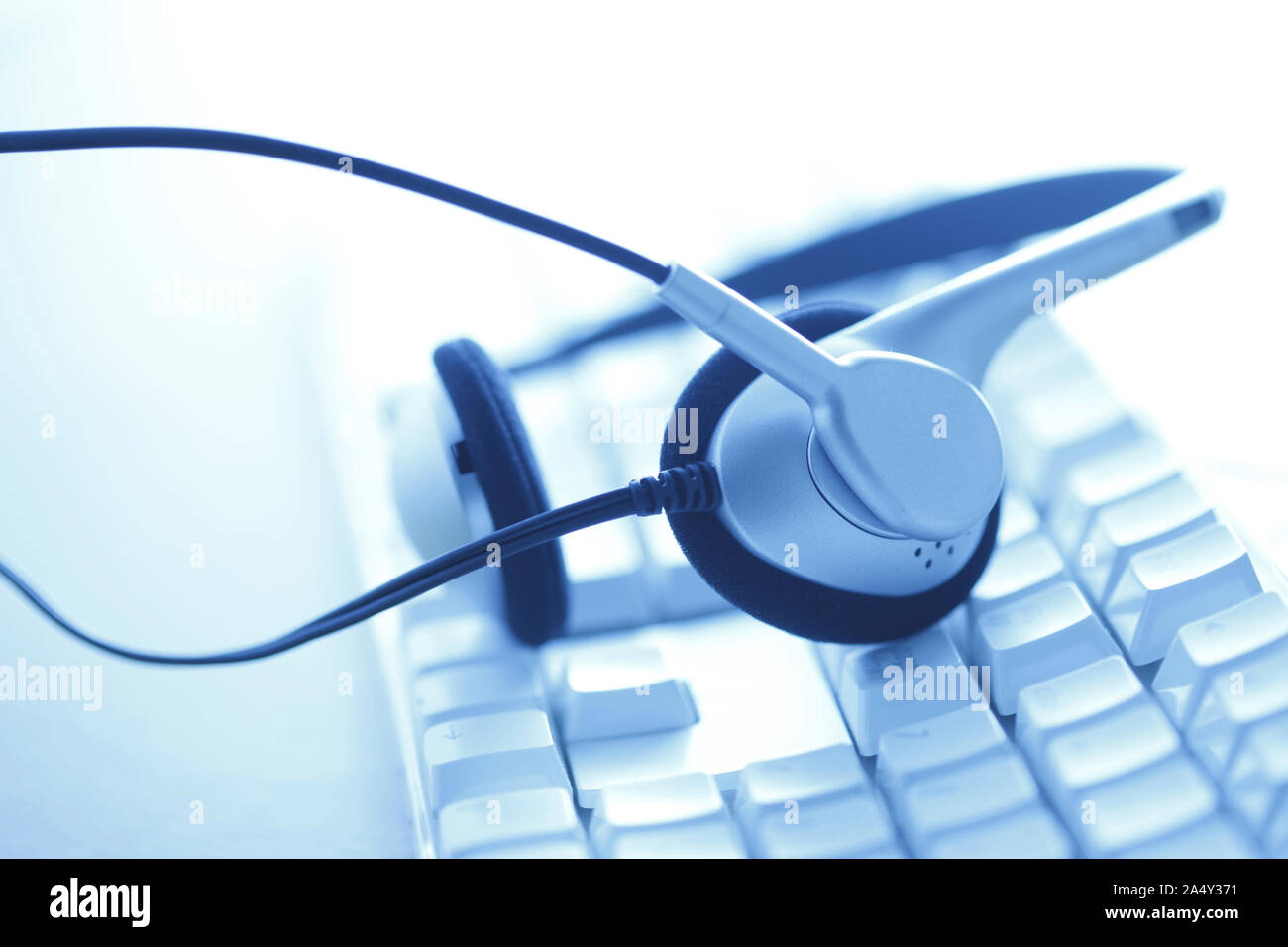 Office Desk With Headset And Pc Stock Photo 330050869 Alamy