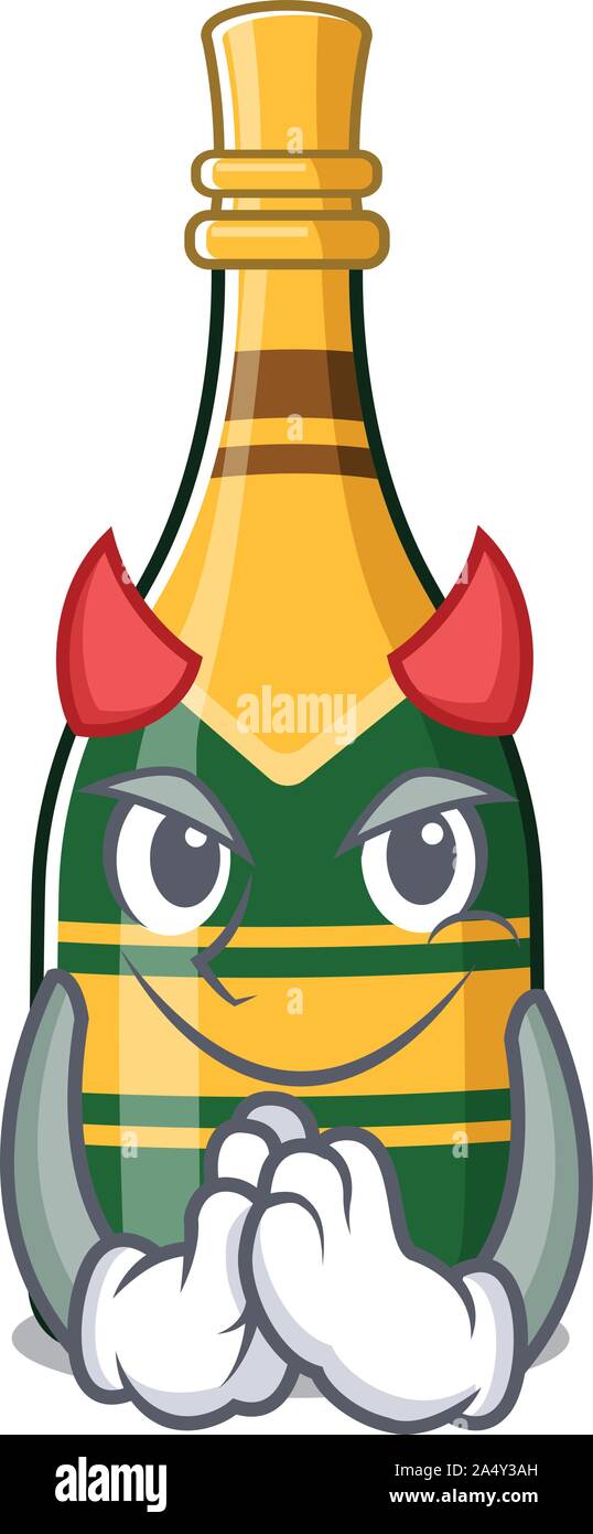 Devil champagne bottle in the character fridge Stock Vector