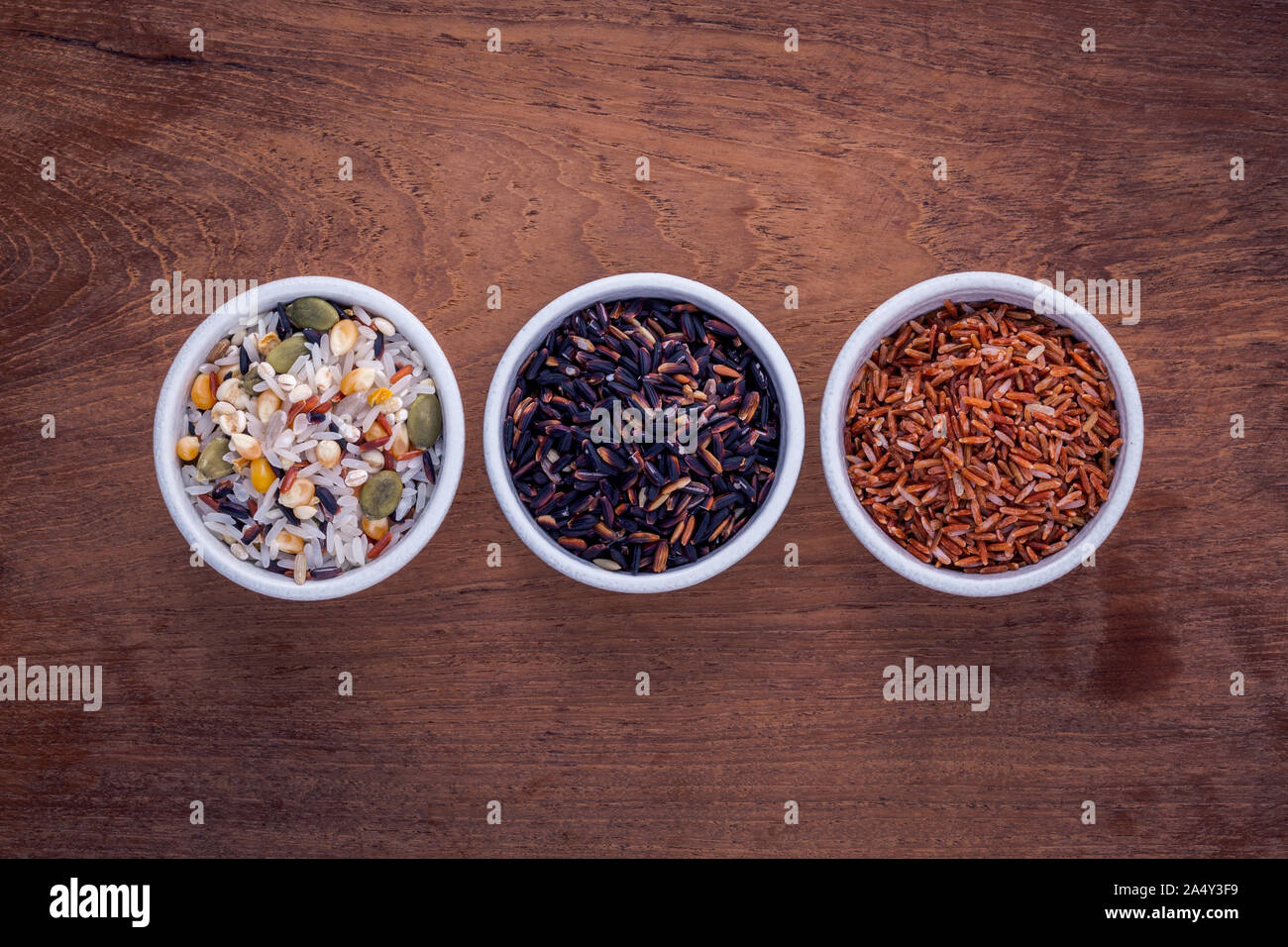 Mixed Whole grain Traditional Thai rice in the spoon and bowl best rice ...