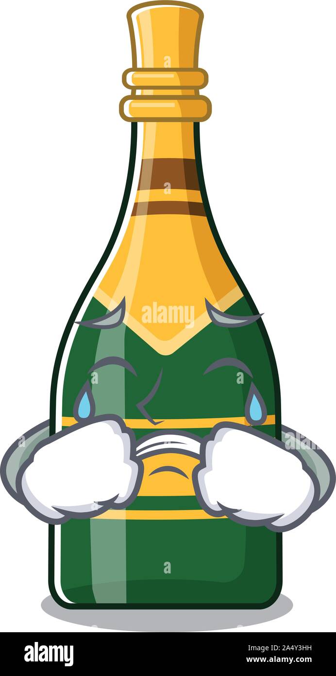 Crying champagne bottle in the character fridge Stock Vector