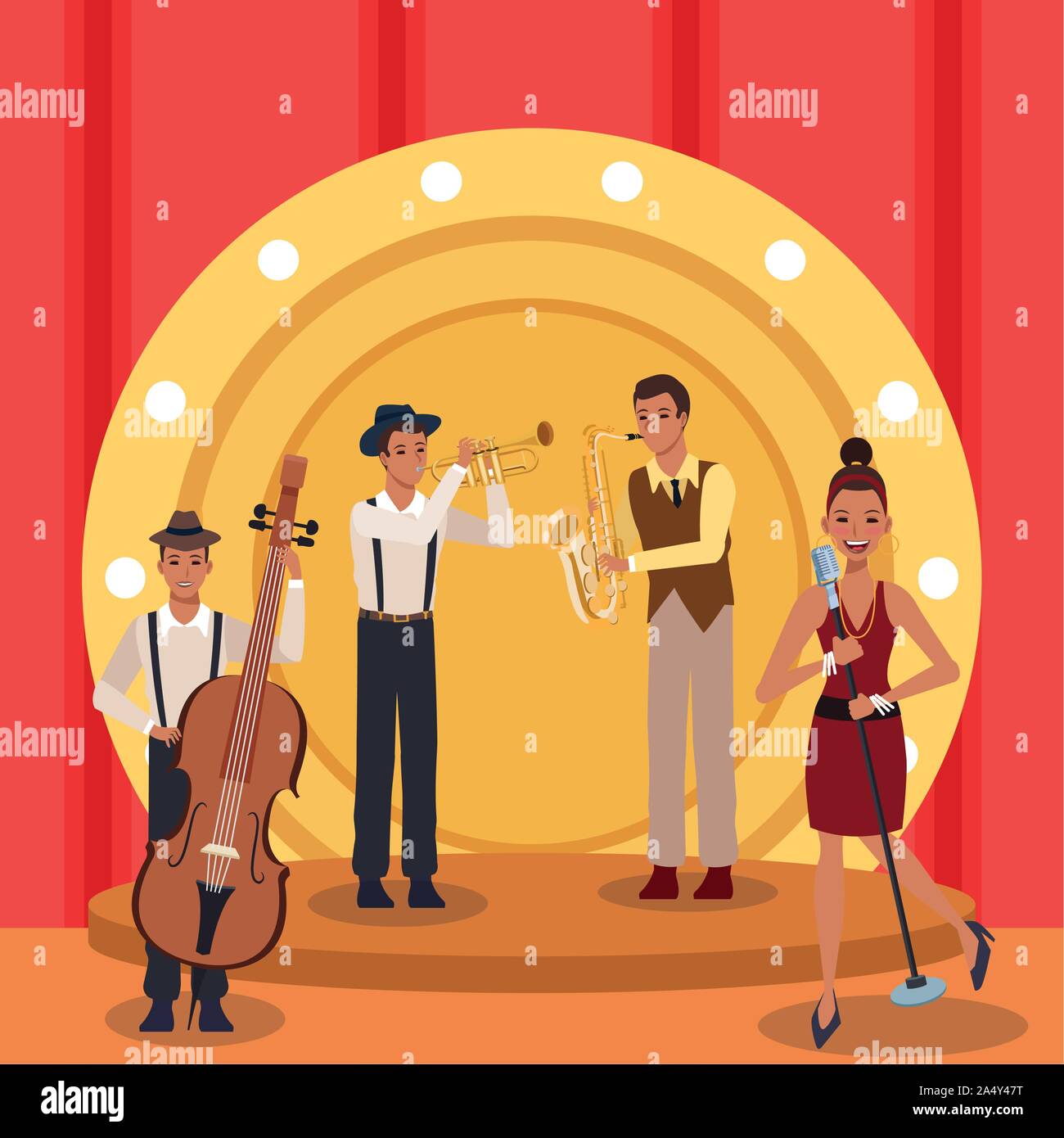 Stage lights microphone Stock Vector Images - Alamy