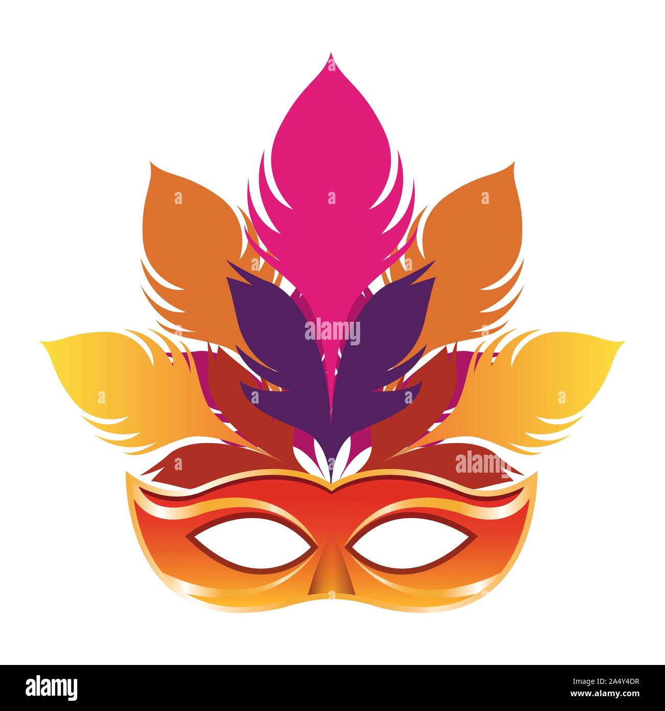 Masquerade mask with feathers, colorful flat design Stock Vector Image