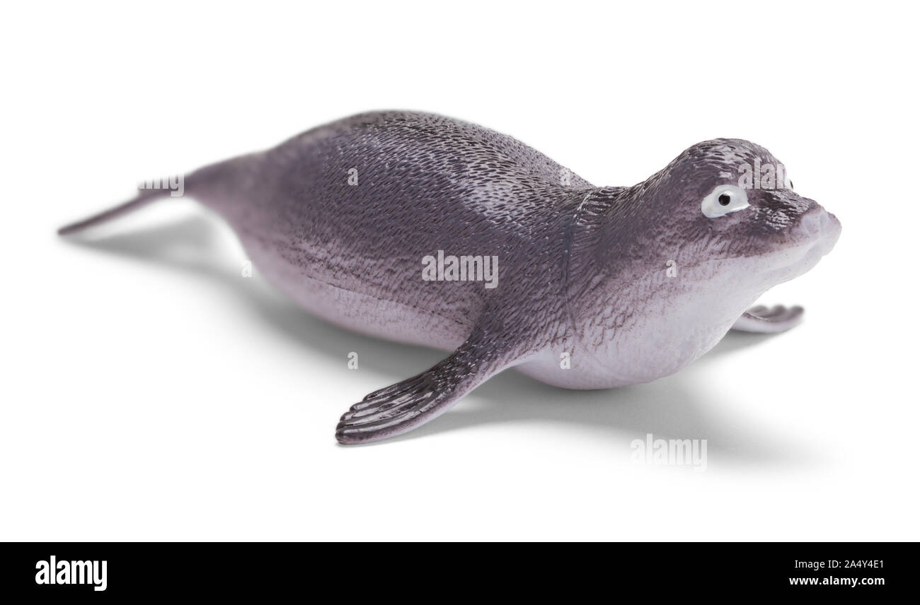 Grey Toy Seal Isolated on White Background. Stock Photo