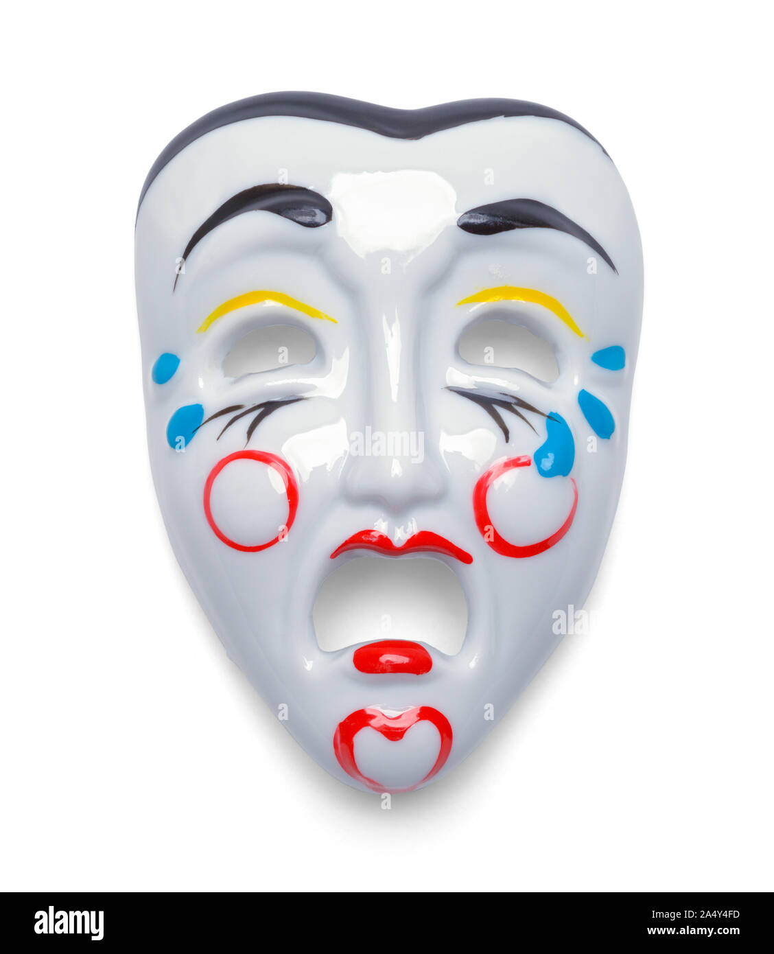 Tragedy Theater Mask Isolated on White Background. Stock Photo