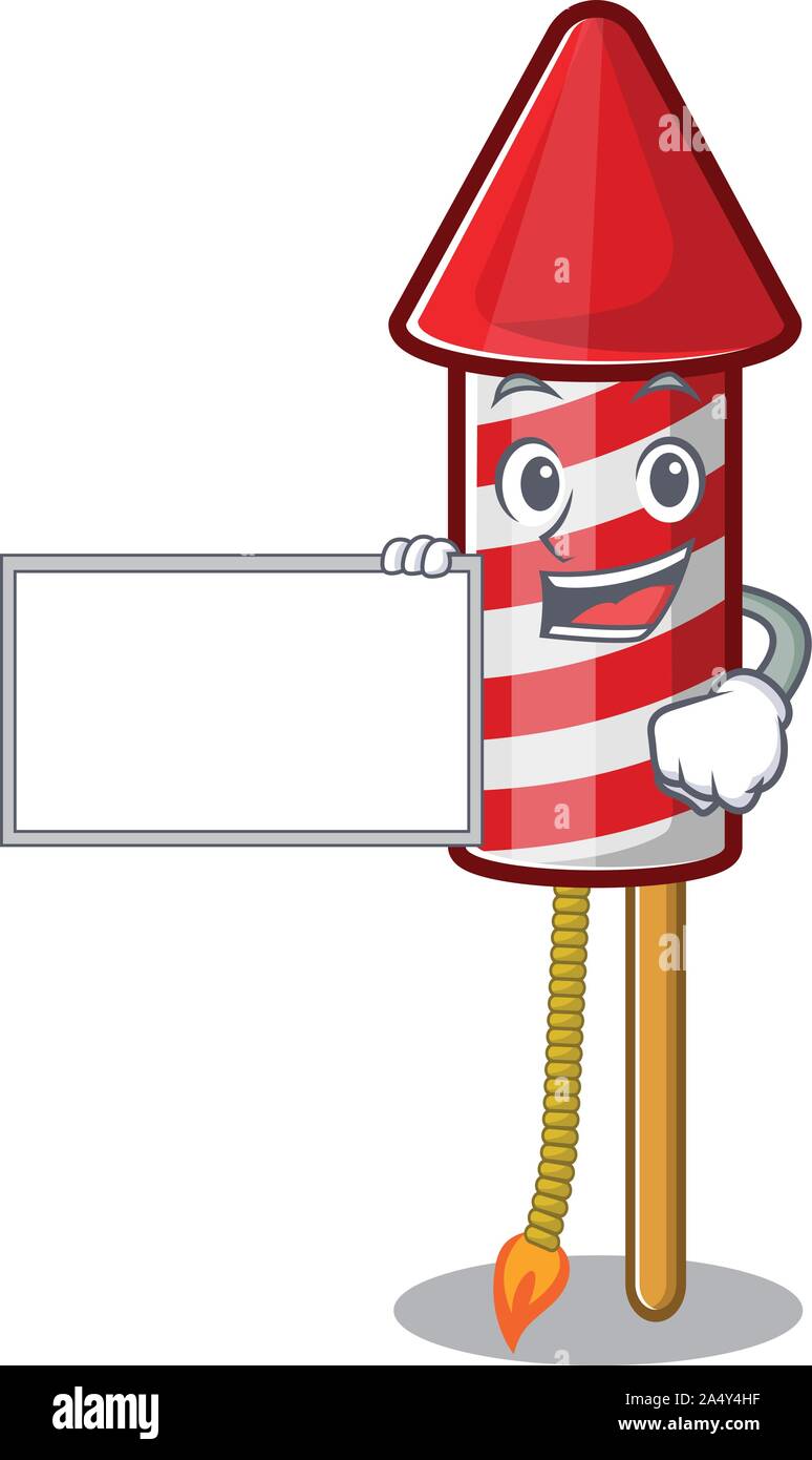 With board fireworks rocket cartoon isolated the character Stock Vector ...