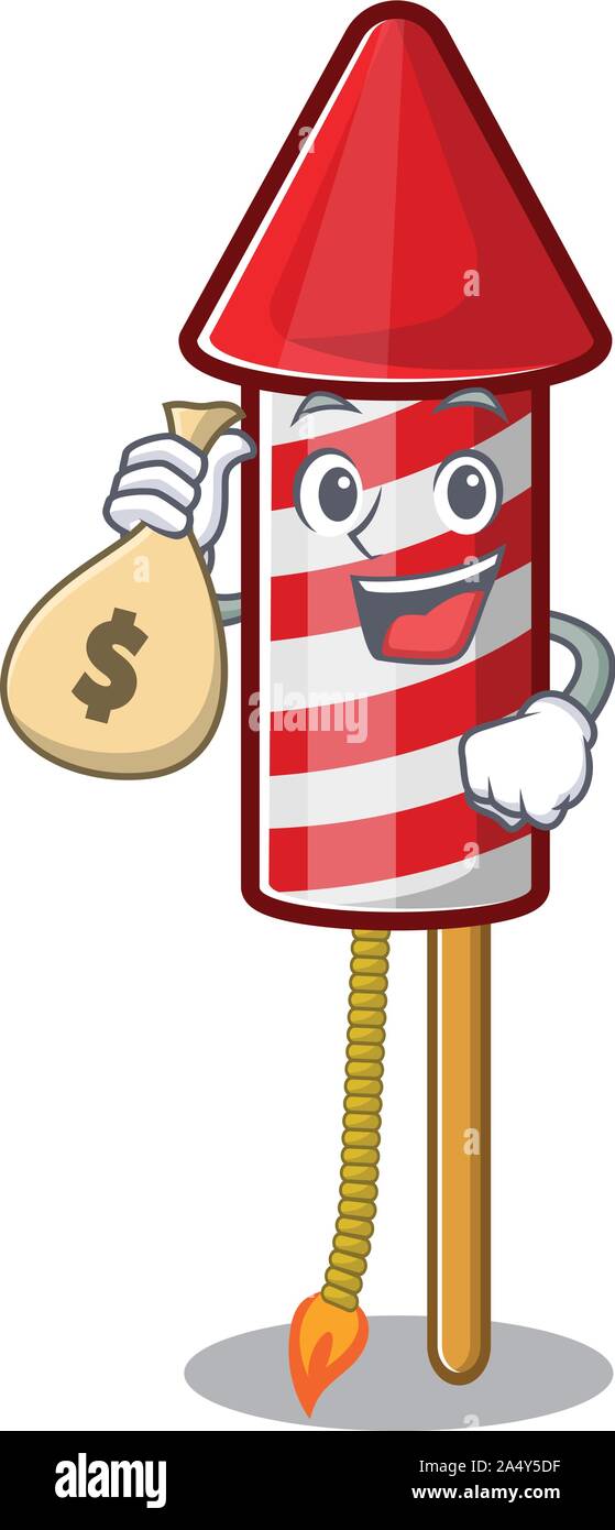 With money bag fireworks rocket cartoon isolated the character Stock ...