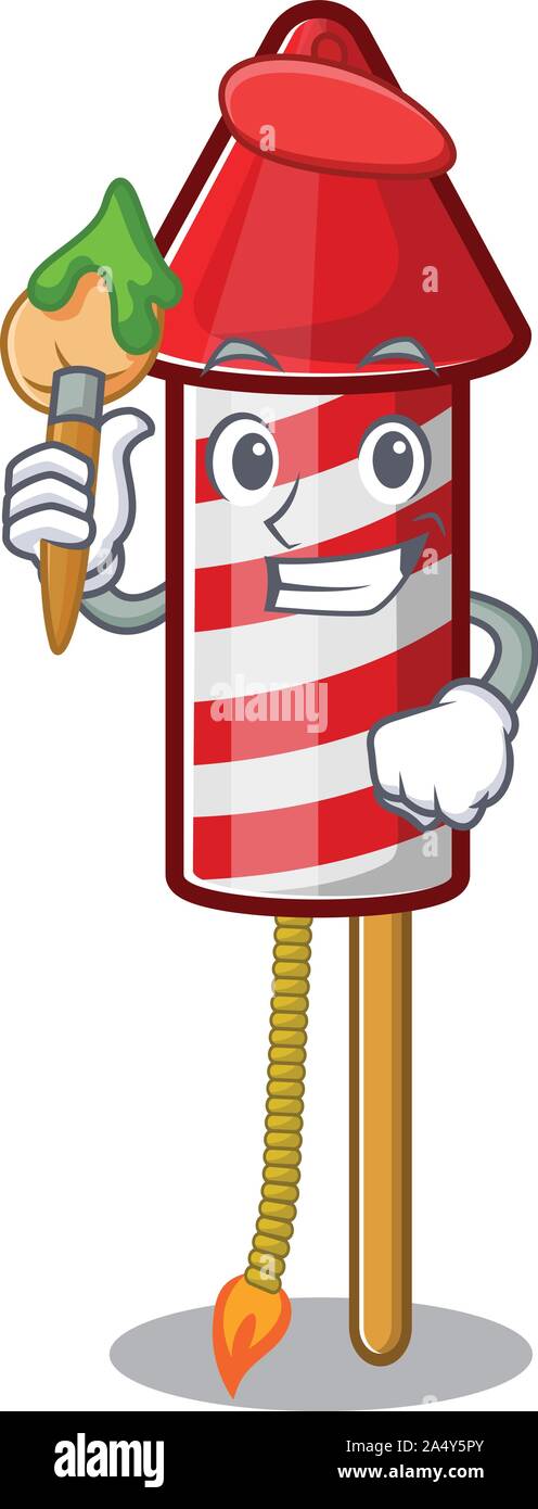 Artist fireworks rocket cartoon isolated the character Stock Vector ...
