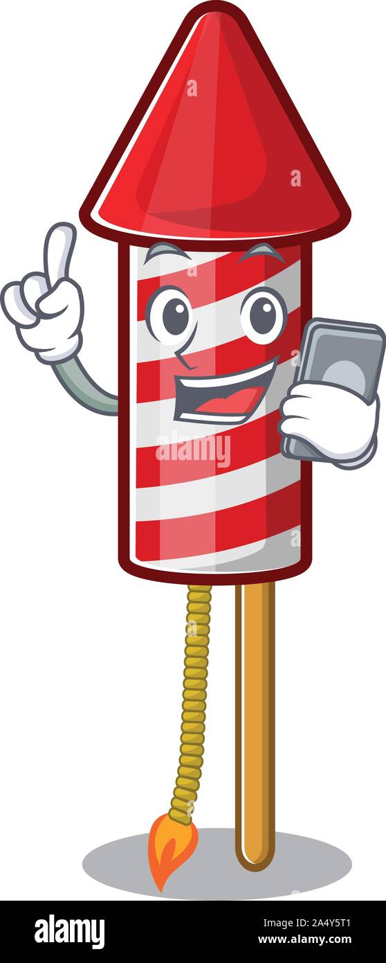 With phone fireworks rocket cartoon isolated the character Stock Vector ...