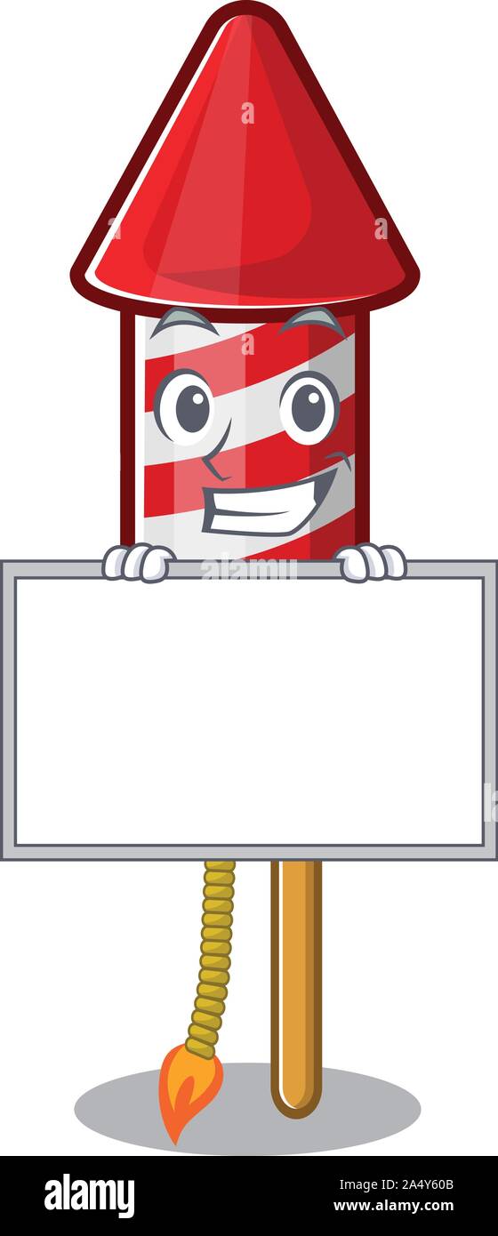 Grinning with board fireworks rocket cartoon isolated the character ...