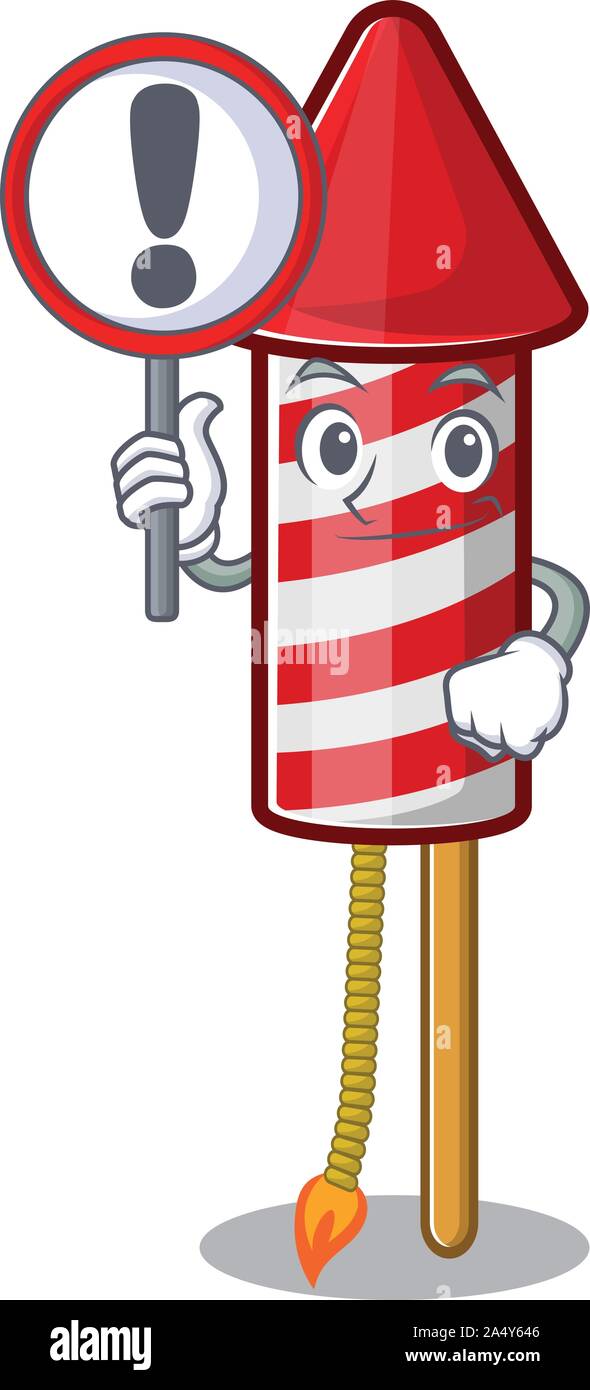With sign fireworks rocket cartoon isolated the character Stock Vector ...