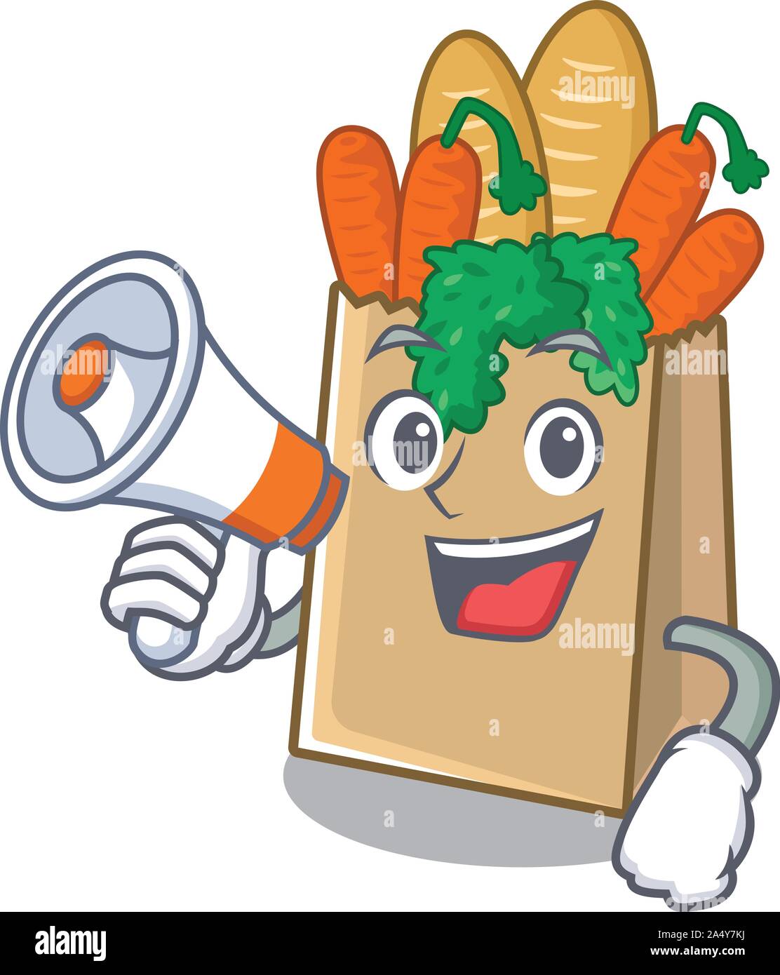 With megaphone grocery bag with the mascot shape Stock Vector Image