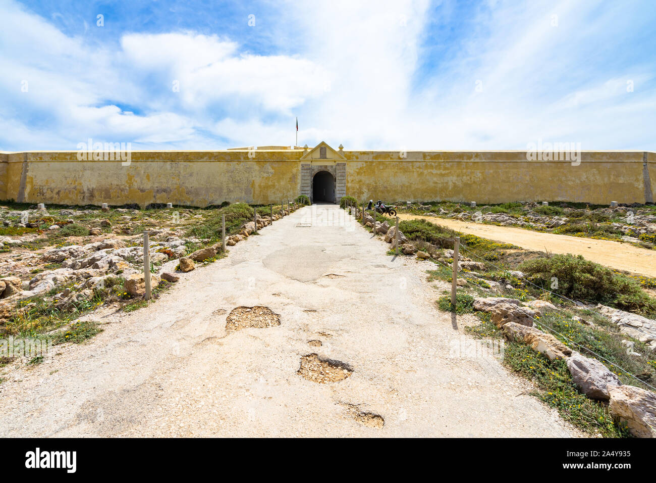 Main entrance of Sagres fortress (Fortaleza de Sagres), Algarve, Portugal Stock Photo