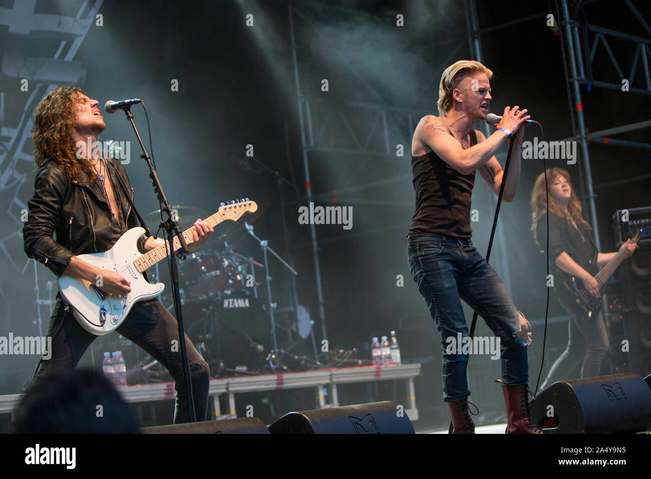 Väsbygruppen .T. performs during the Väsby Rock Festival. Upplands  Vasby, Sweden Stock Photo - Alamy