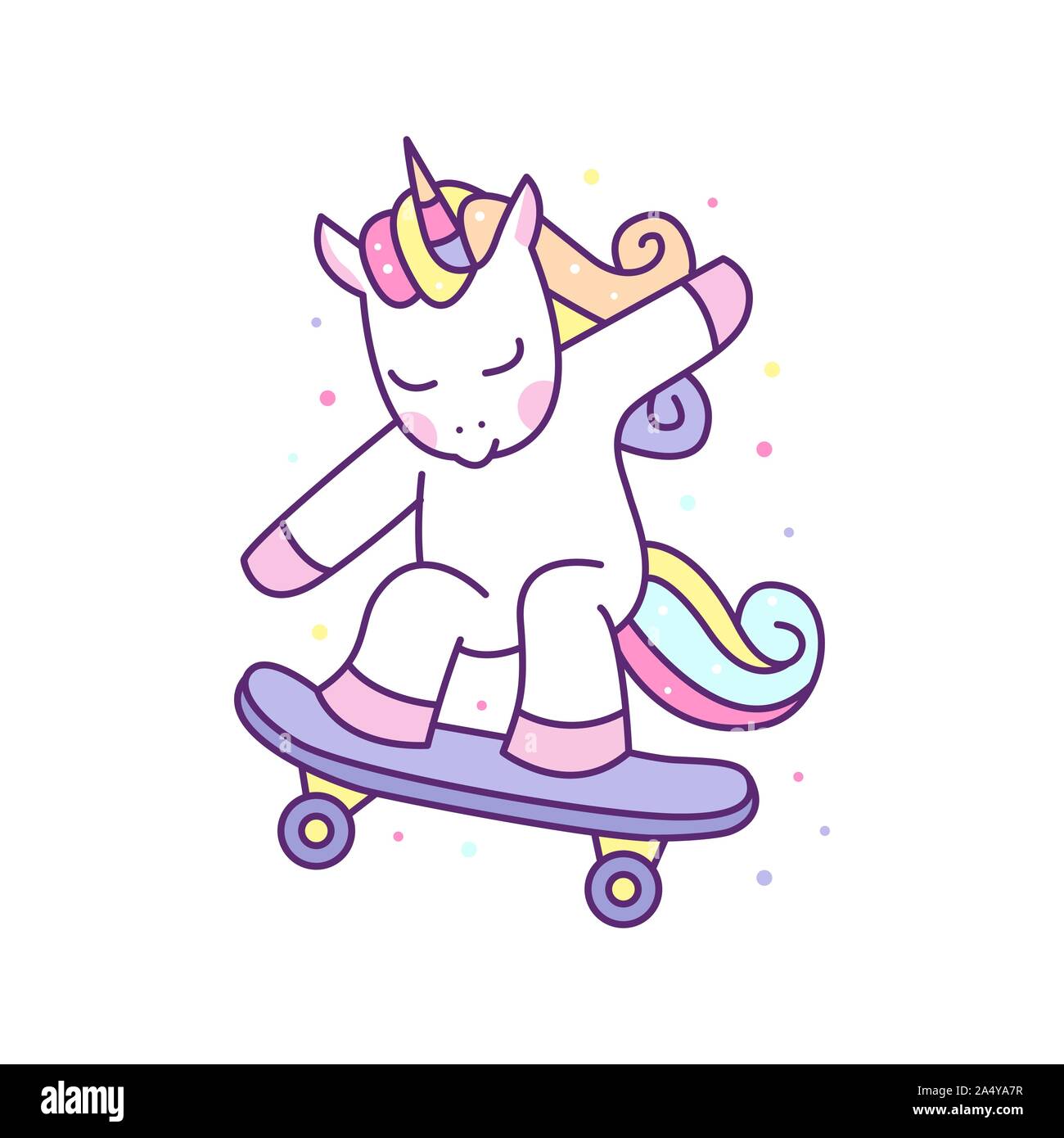 Cute Unicorn Playing Skate Board. Vector Illustration, ready for print  Stock Vector Image & Art - Alamy
