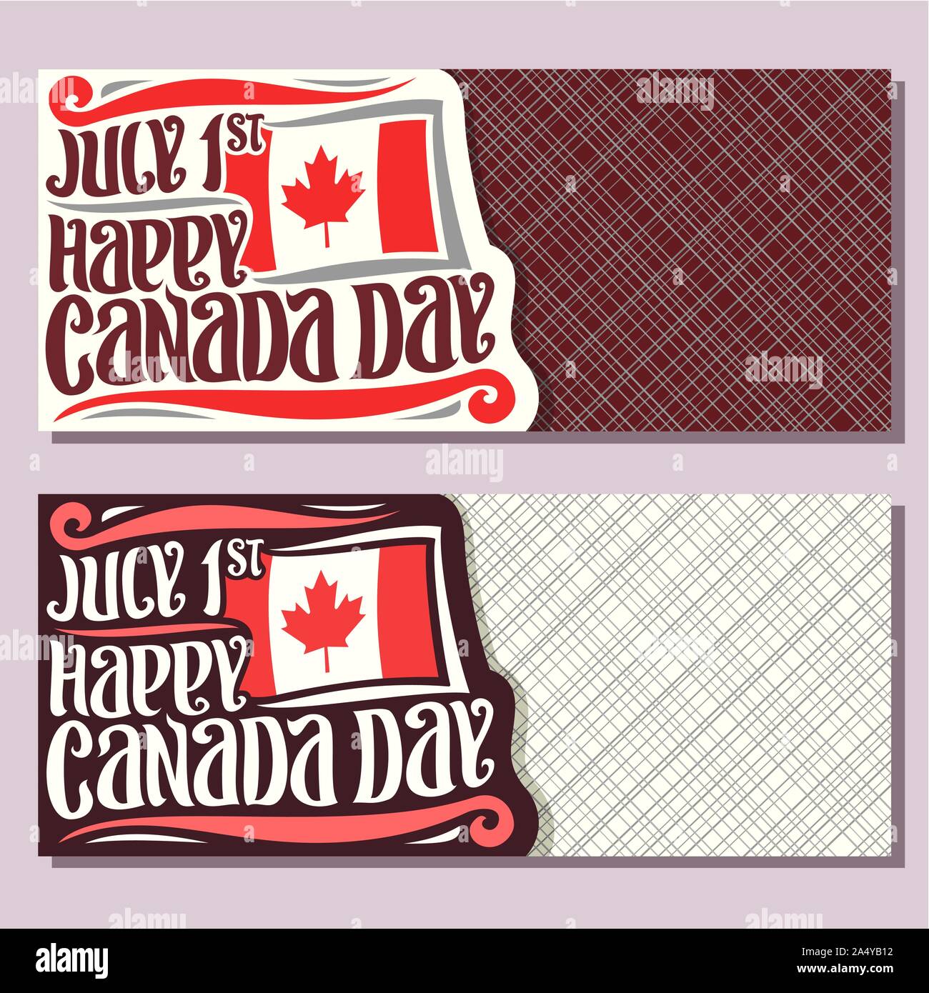 Vector greeting cards for Canada Day, invitation tickets with date of