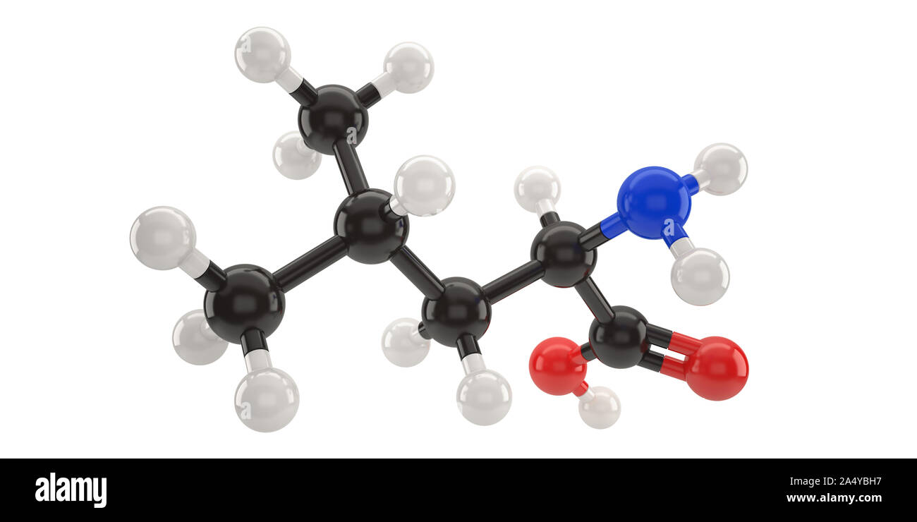 Leucine molecule structure 3d illustration with clipping path Stock Photo