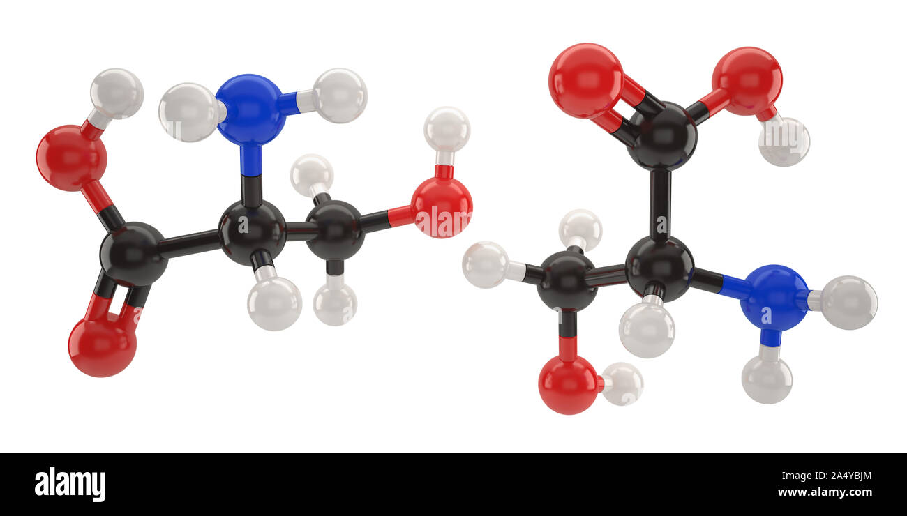 Serine  molecule structure 3d illustration with clipping path Stock Photo
