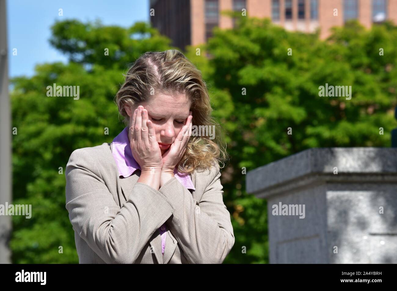 Sad depressed woman wearing hi-res stock photography and images - Alamy