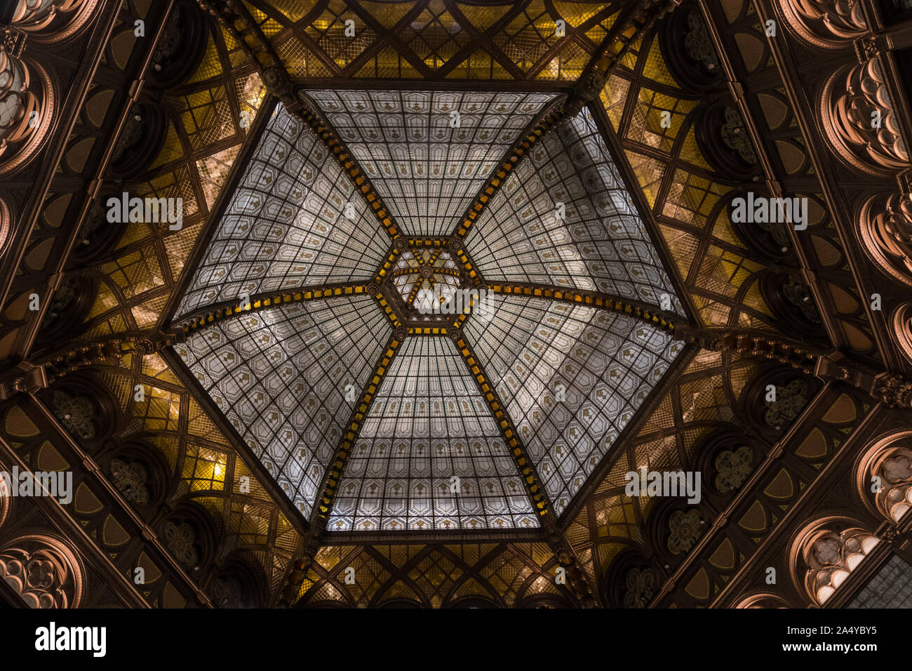 Detail of the ceiling of the Parisi passage in Budapest, Hungary Stock Photo