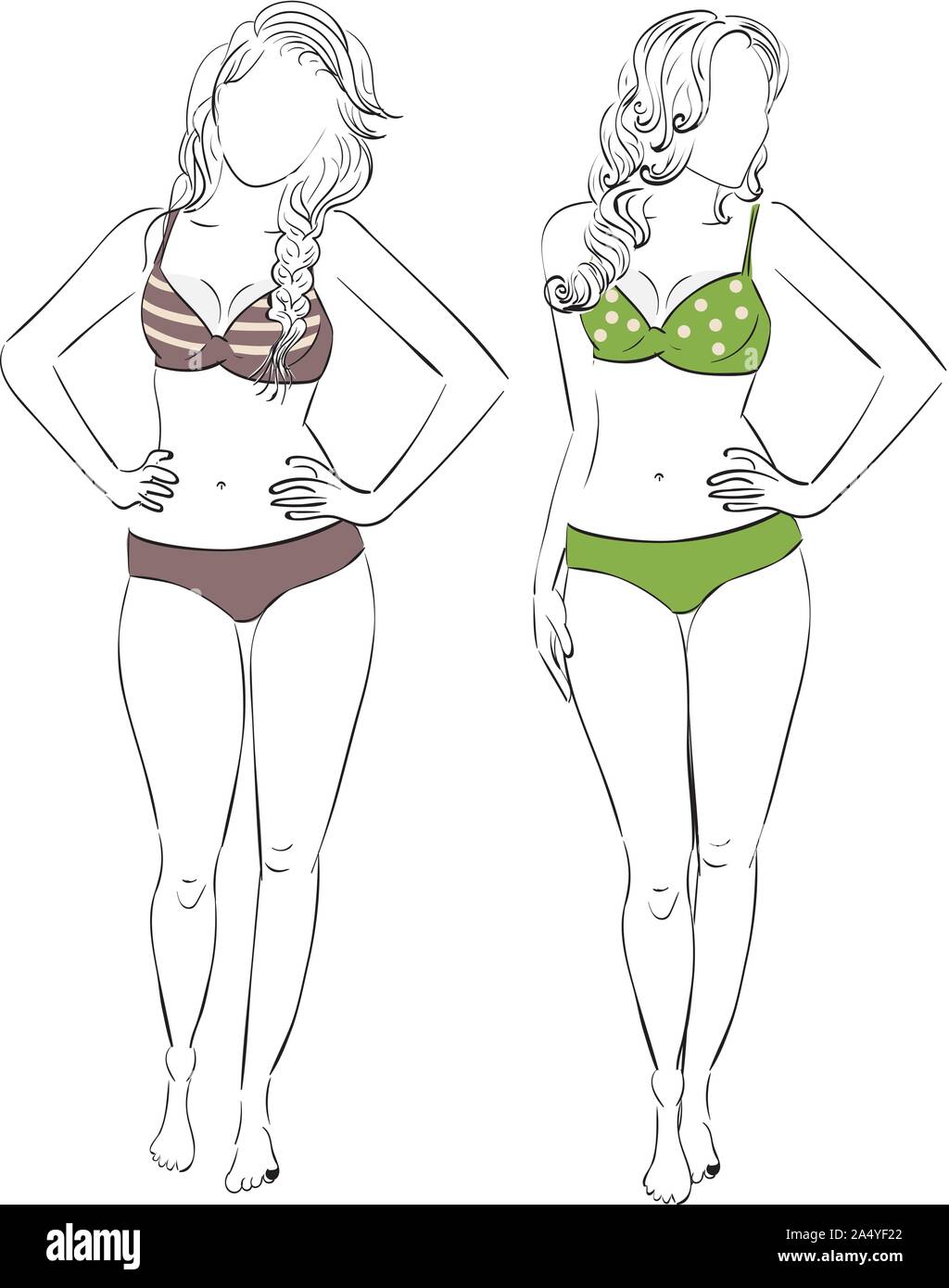 Vetor de Hourglass body shape. Female character in underwear do