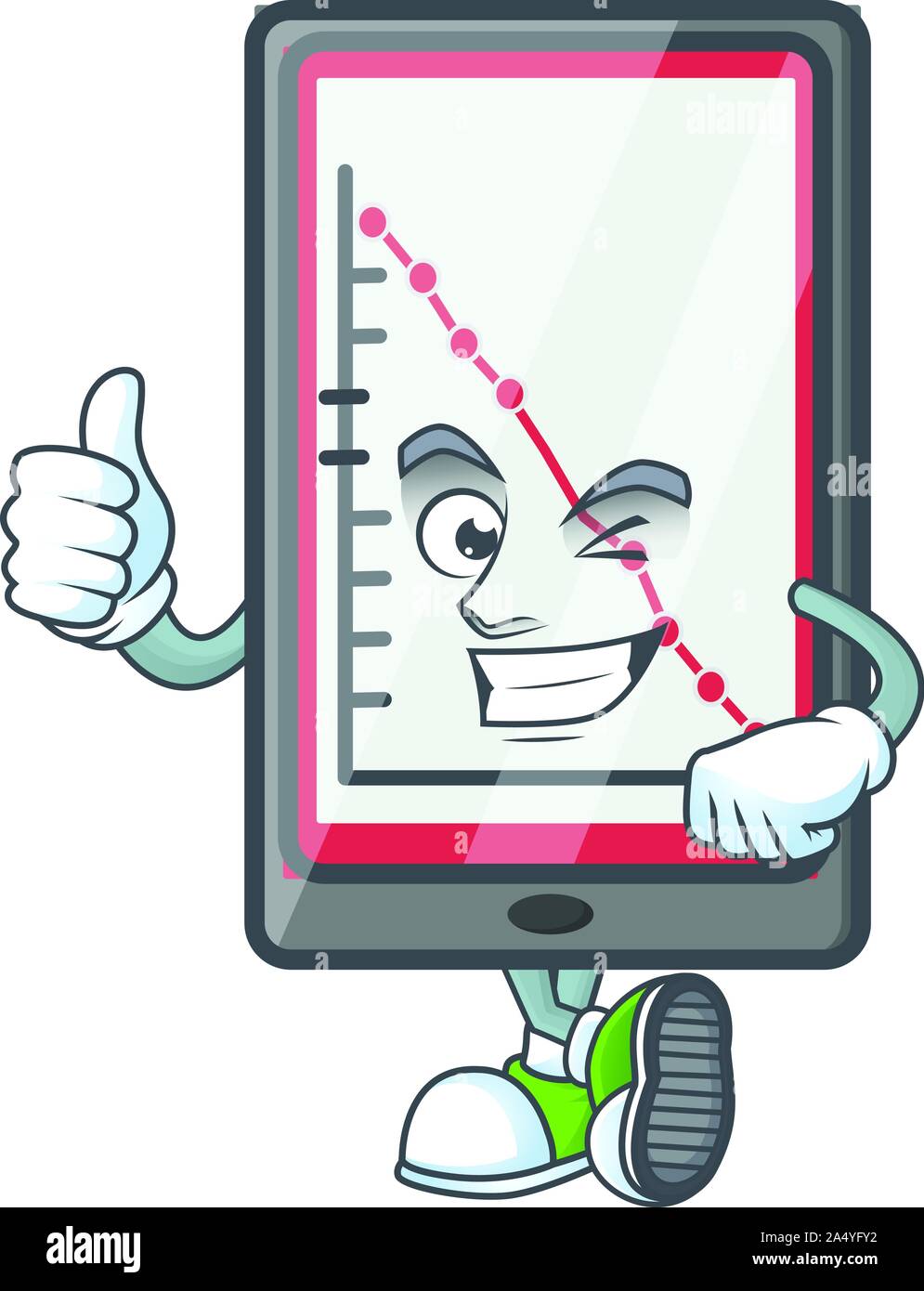 Thumbs up down chart vertical tablet for analysis. Stock Vector