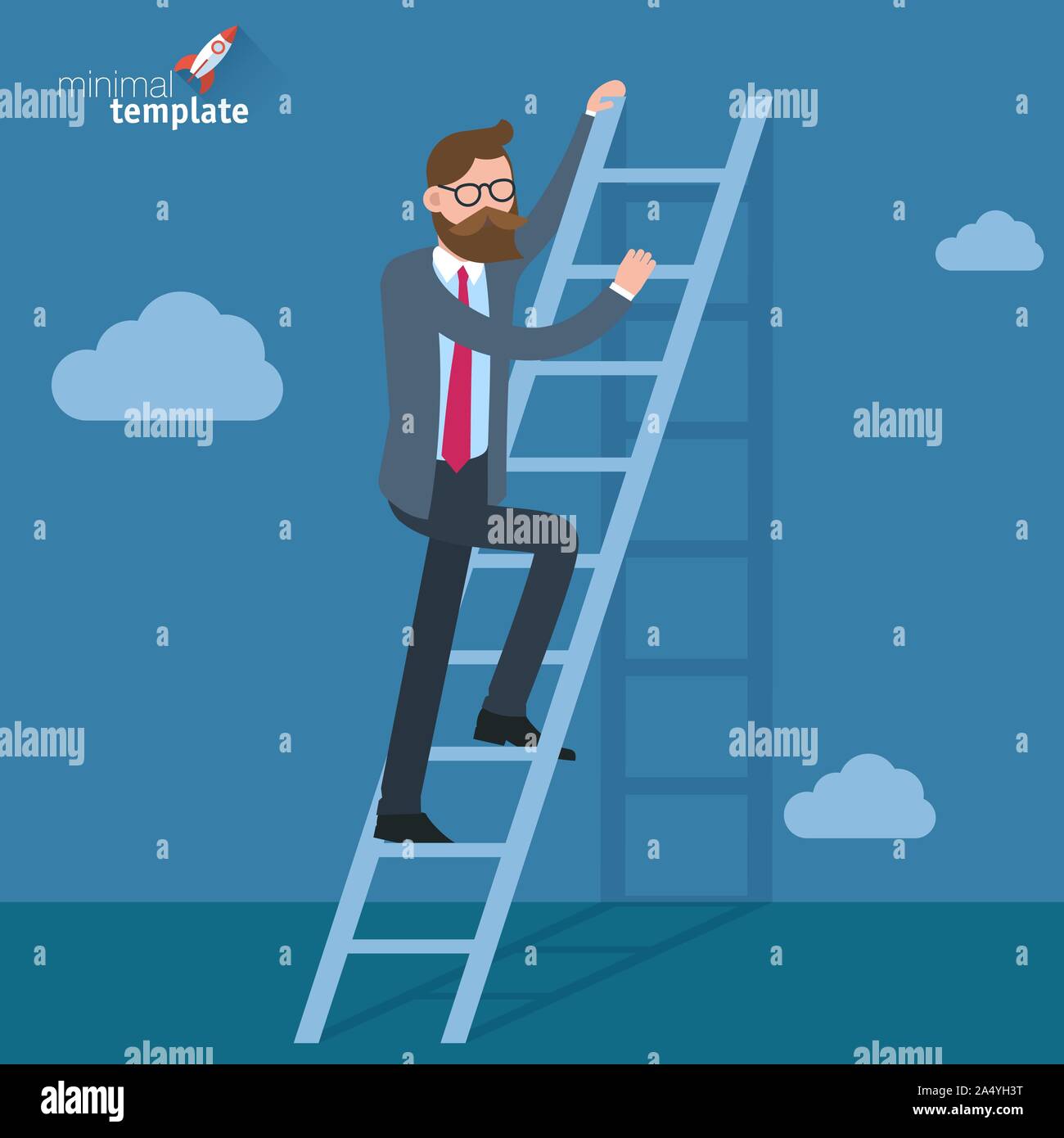 Ladders to the clouds vector template. Stock Vector