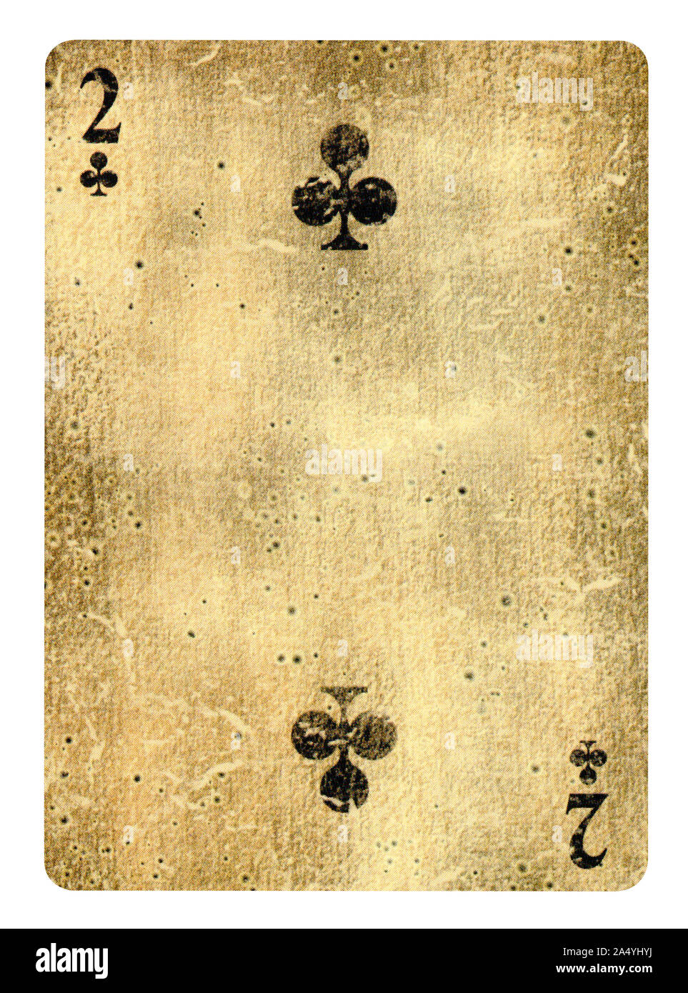 Two of Clubs Vintage playing card isolated on white (clipping path