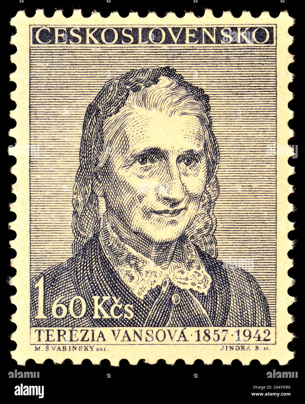 Czech postage stamp (1957): 'Writers and Poets' series. Terézia Vansová, (1857-1942) Slovak realist writer Stock Photo