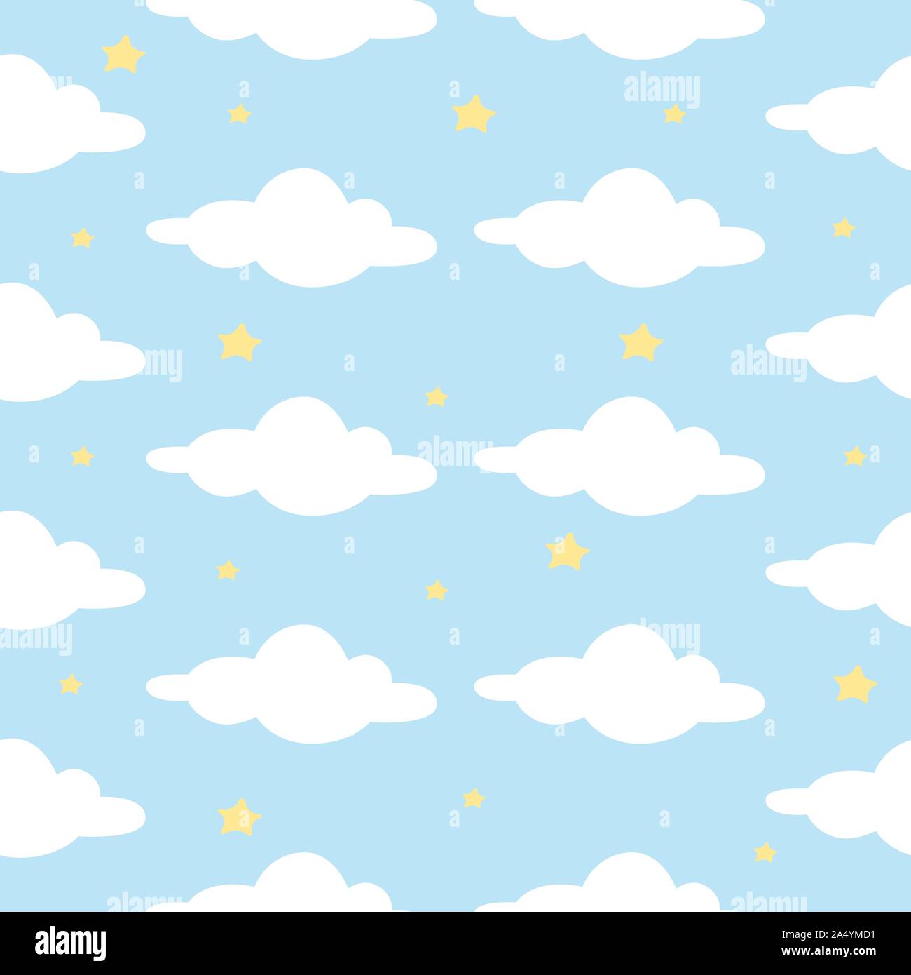 Cloud, star in the blue sky Seamless Pattern. Vector Illustration ...