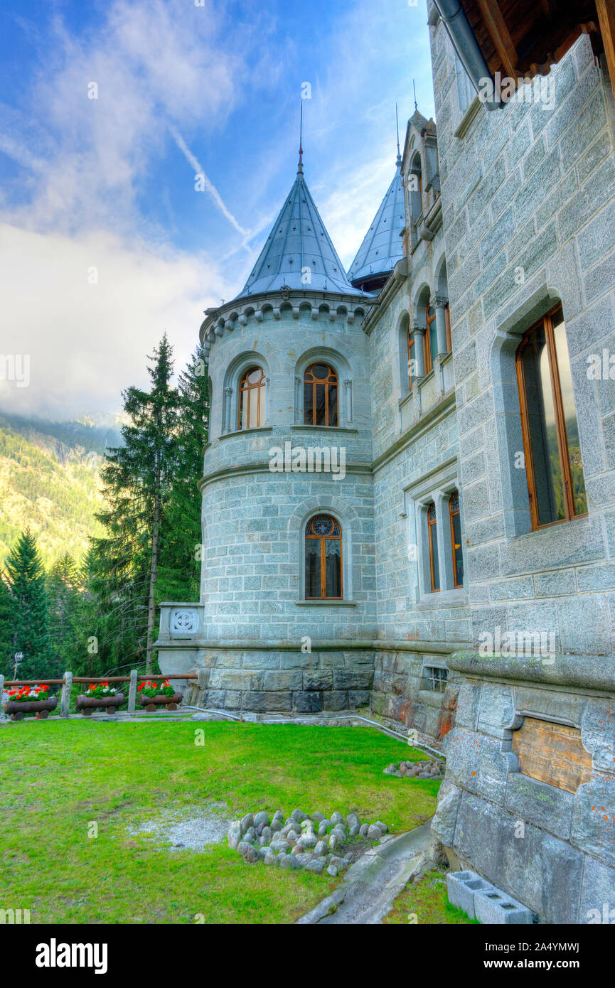 Italy, Aosta Valley, Gressoney-Saint-Jean, Castel Savoia Stock Photo